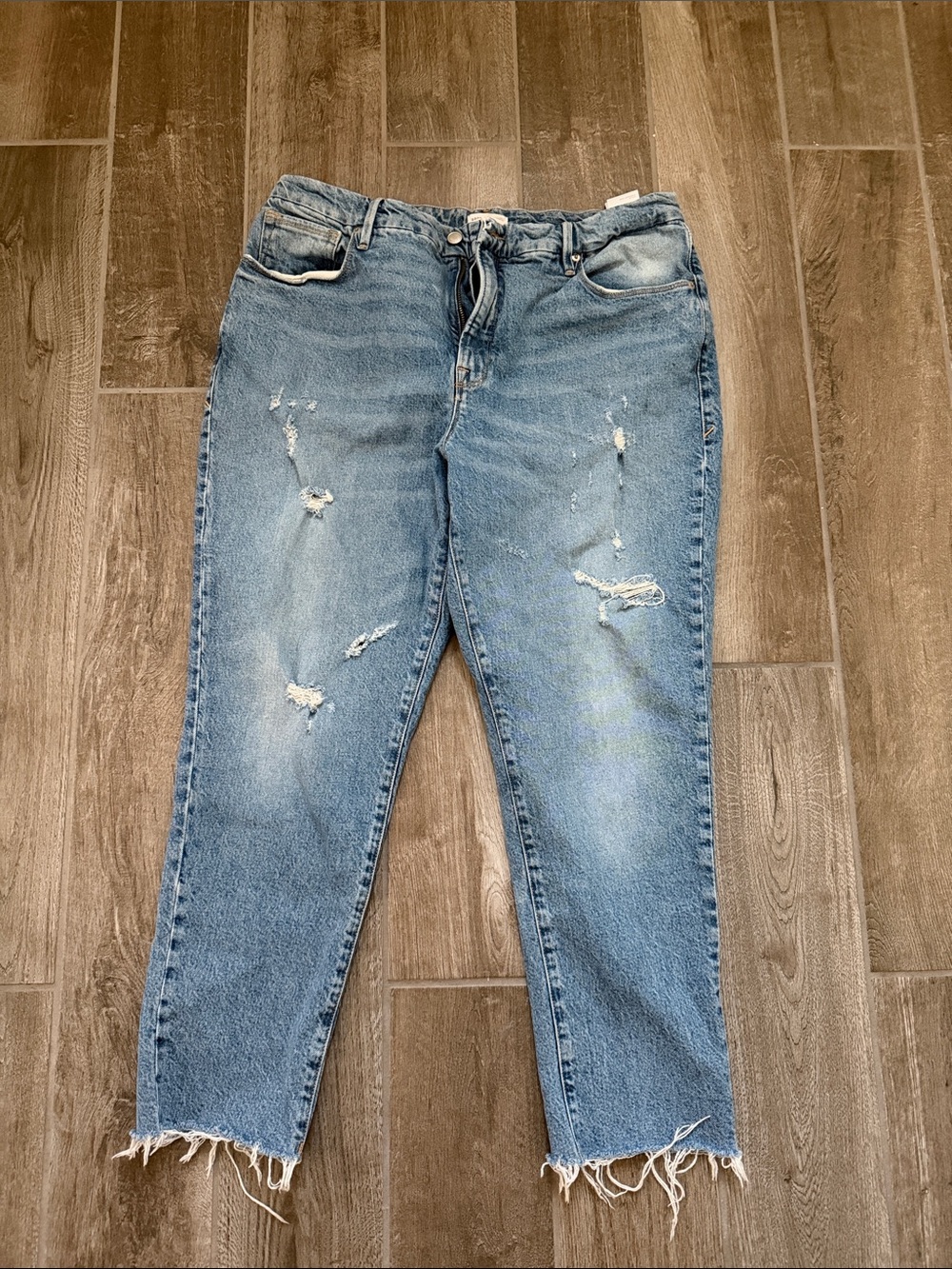 Good American Distressed Light Blue Women’s Jeans - Casual Straight Fit